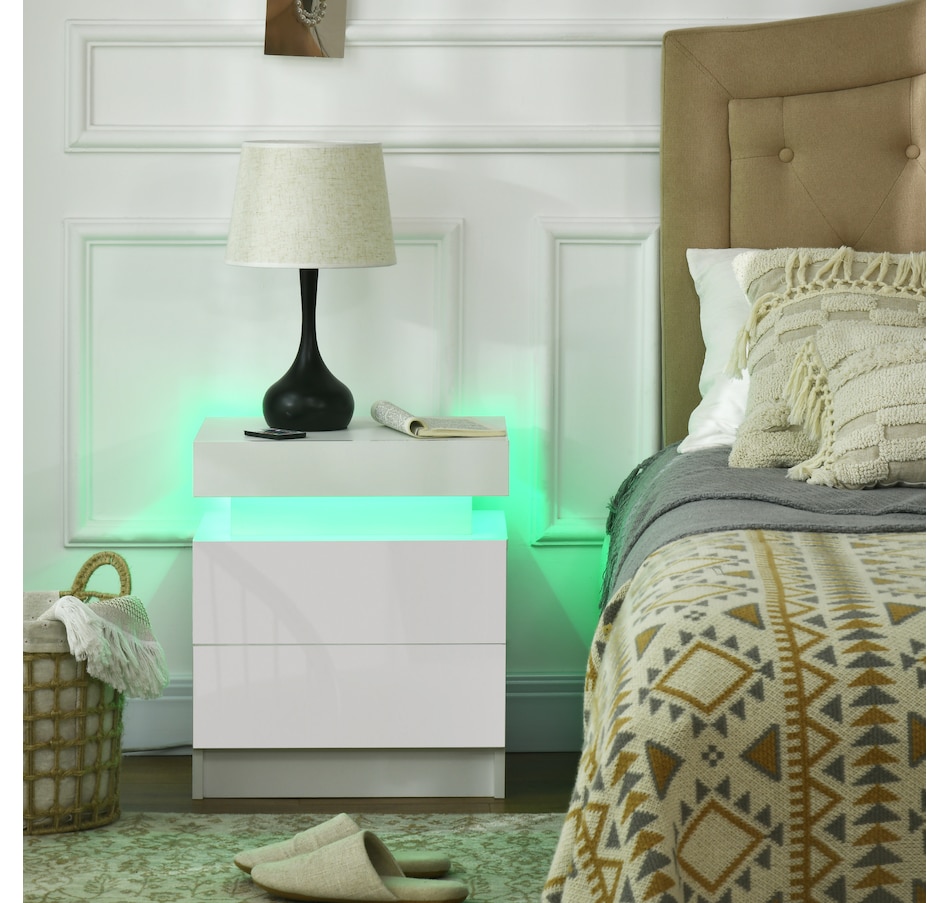 Image 904867_ALTMORE1.jpg, Product 904-867 / Price $99.99 - $112.00, HOMCOM Nightstand, High Gloss Front Side Table w/ LED Lights, for Bedroom from HOMCOM on TSC.ca's Home & Garden department