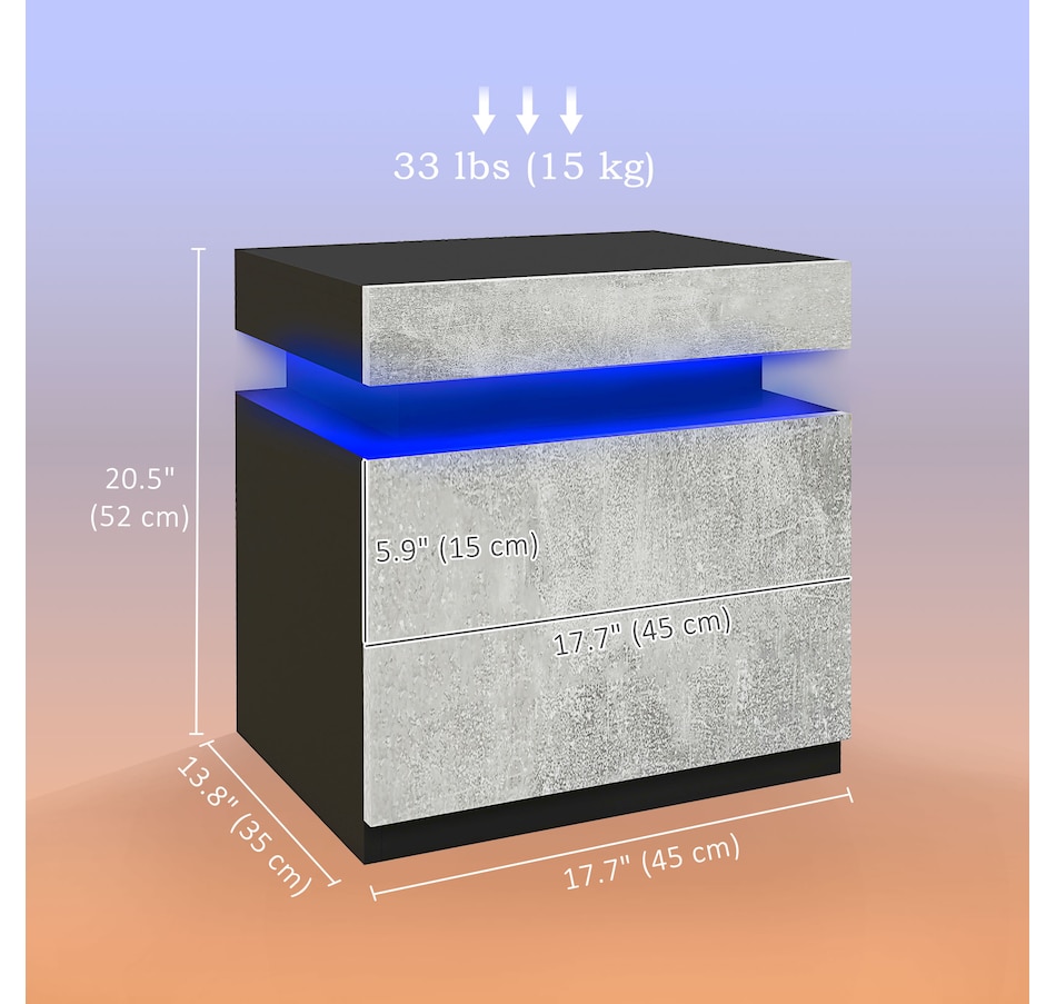 Image 904867_ALTMORE10.jpg, Product 904-867 / Price $99.99 - $112.00, HOMCOM Nightstand, High Gloss Front Side Table w/ LED Lights, for Bedroom from HOMCOM on TSC.ca's Home & Garden department
