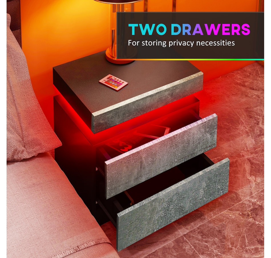 Image 904867_ALTMORE13.jpg, Product 904-867 / Price $99.99 - $112.00, HOMCOM Nightstand, High Gloss Front Side Table w/ LED Lights, for Bedroom from HOMCOM on TSC.ca's Home & Garden department