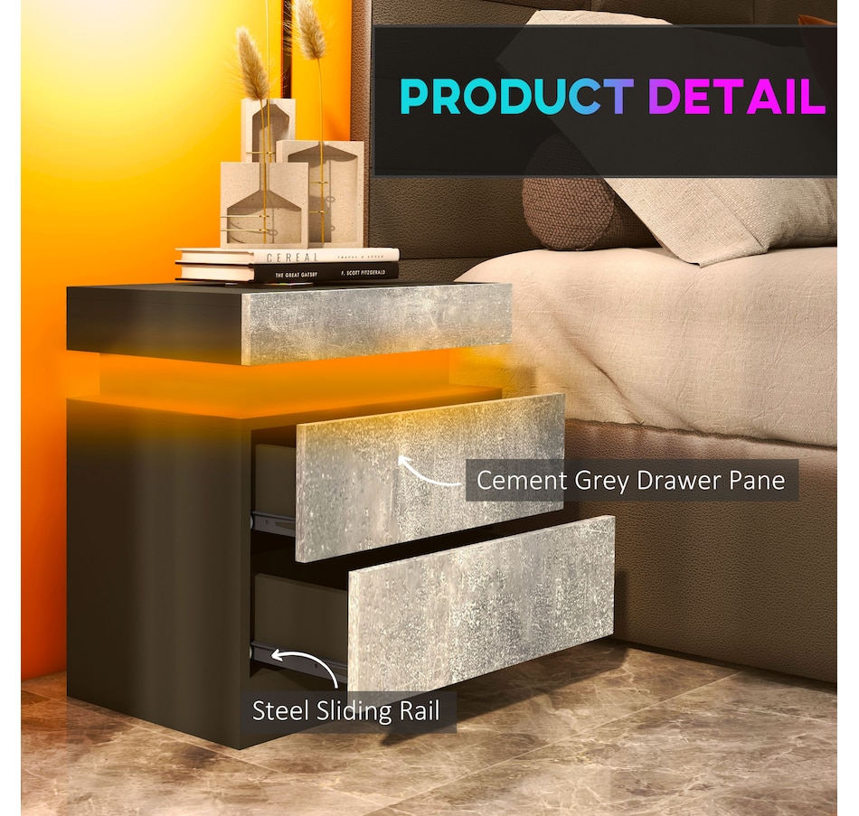 Image 904867_ALTMORE14.jpg, Product 904-867 / Price $99.99 - $112.00, HOMCOM Nightstand, High Gloss Front Side Table w/ LED Lights, for Bedroom from HOMCOM on TSC.ca's Home & Garden department