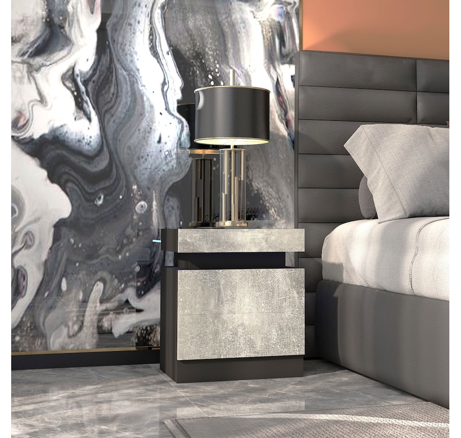 Image 904867_ALTMORE15.jpg, Product 904-867 / Price $99.99 - $112.00, HOMCOM Nightstand, High Gloss Front Side Table w/ LED Lights, for Bedroom from HOMCOM on TSC.ca's Home & Garden department