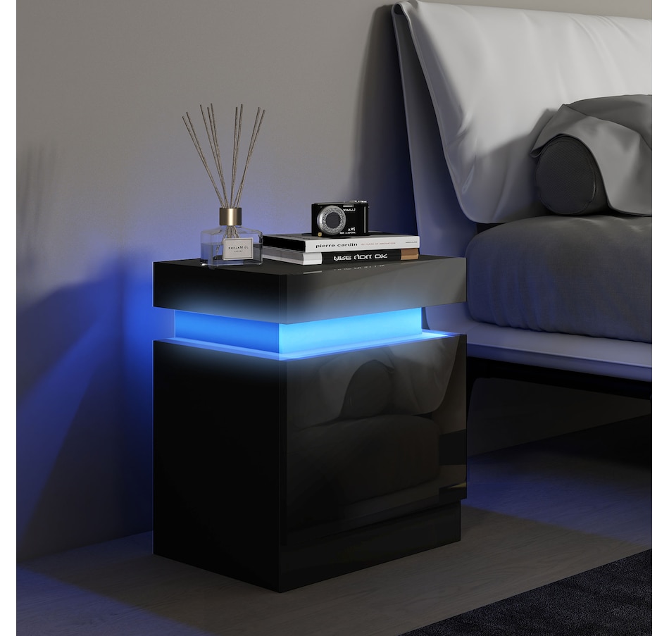 Image 904867_ALTMORE17.jpg, Product 904-867 / Price $99.99 - $112.00, HOMCOM Nightstand, High Gloss Front Side Table w/ LED Lights, for Bedroom from HOMCOM on TSC.ca's Home & Garden department