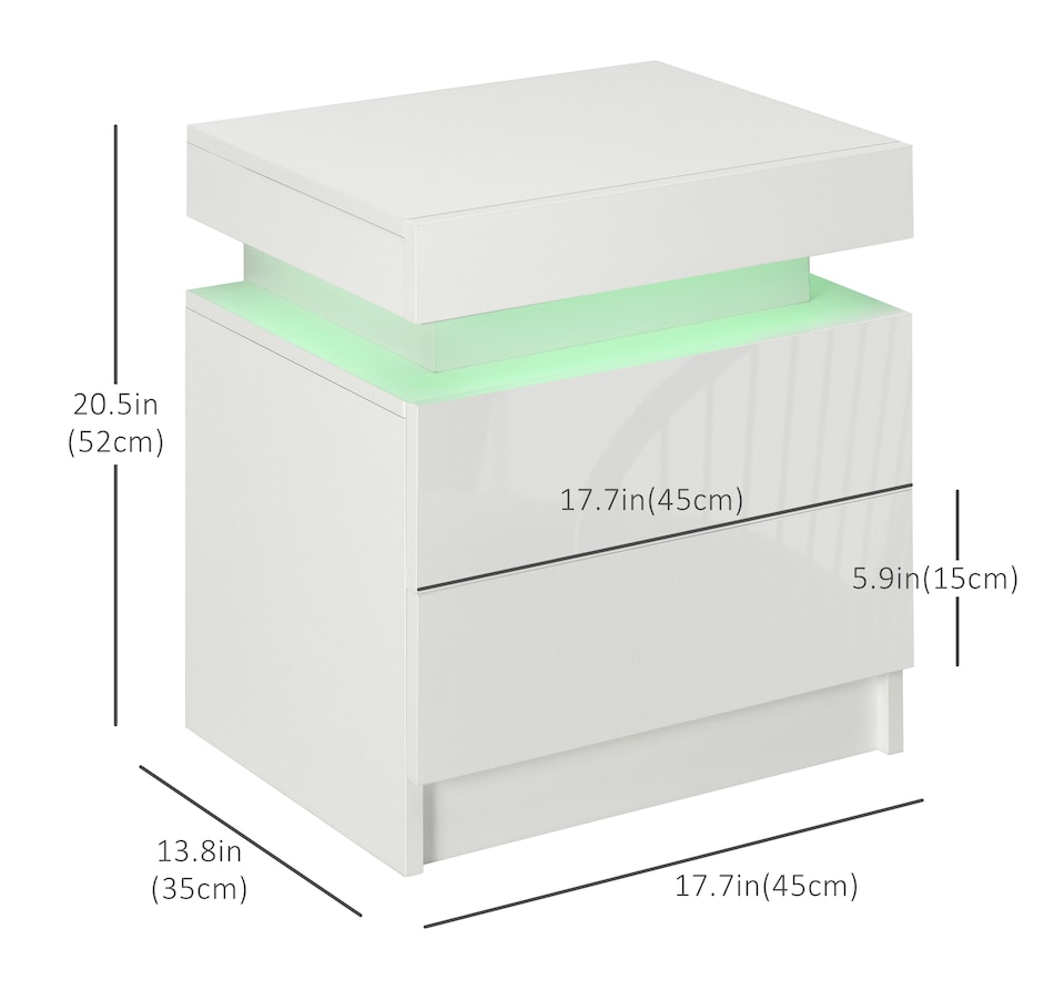 Image 904867_ALTMORE2.jpg, Product 904-867 / Price $99.99 - $112.00, HOMCOM Nightstand, High Gloss Front Side Table w/ LED Lights, for Bedroom from HOMCOM on TSC.ca's Home & Garden department