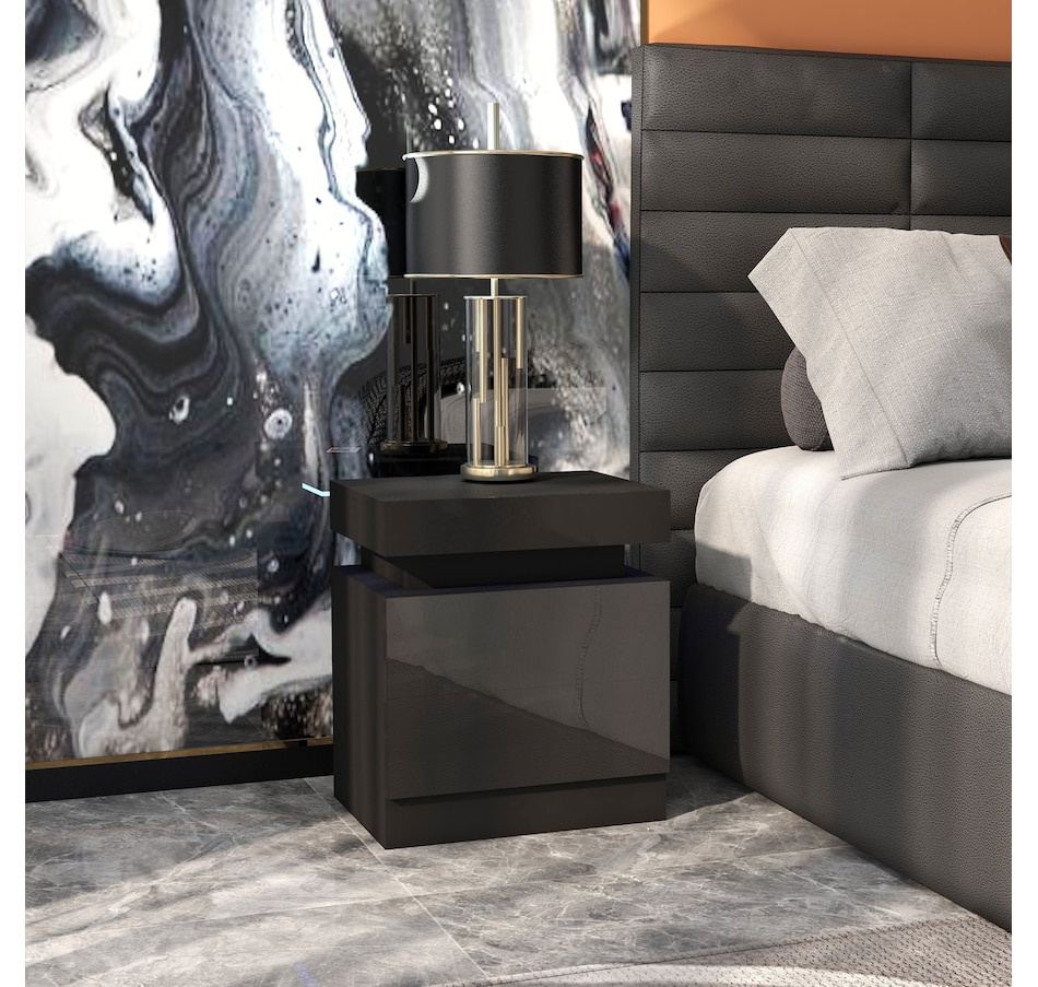 Image 904867_ALTMORE23.jpg, Product 904-867 / Price $99.99 - $112.00, HOMCOM Nightstand, High Gloss Front Side Table w/ LED Lights, for Bedroom from HOMCOM on TSC.ca's Home & Garden department