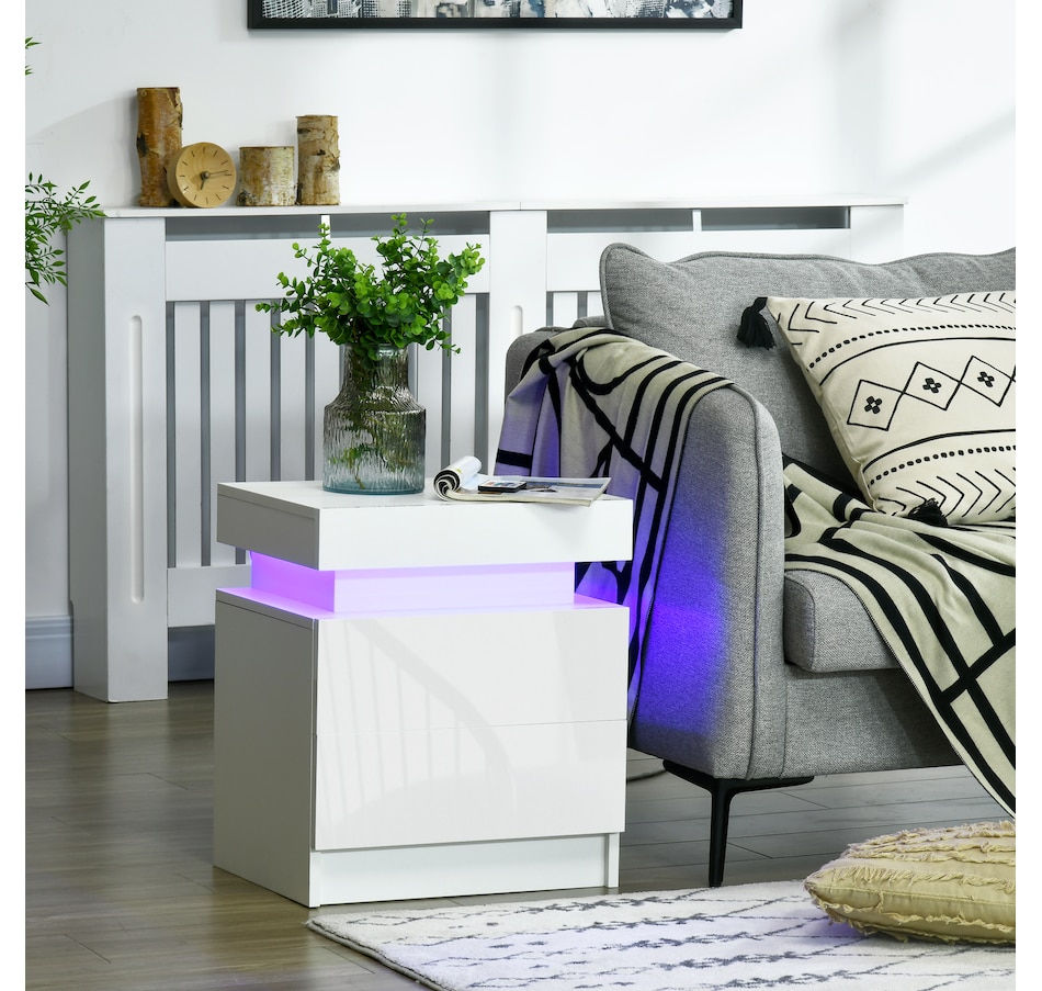 Image 904867_ALTMORE7.jpg, Product 904-867 / Price $99.99 - $112.00, HOMCOM Nightstand, High Gloss Front Side Table w/ LED Lights, for Bedroom from HOMCOM on TSC.ca's Home & Garden department
