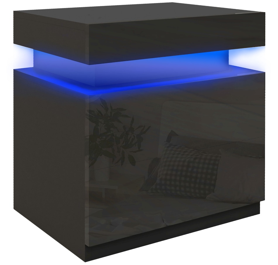 Image 904867_ST03.jpg, Product 904-867 / Price $99.99 - $112.00, HOMCOM Nightstand, High Gloss Front Side Table w/ LED Lights, for Bedroom from HOMCOM on TSC.ca's Home & Garden department
