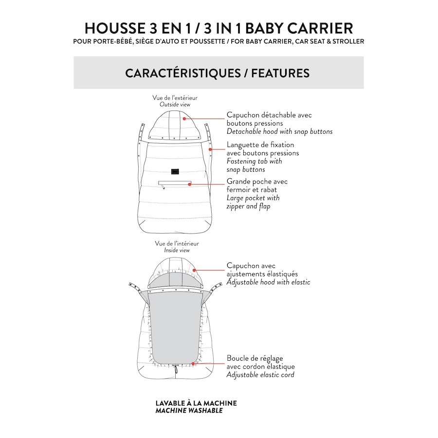Image 904999_ALTMORE5.jpg, Product 904-999 / Price $110.00, 3-In-1 Multifunction Cover for Car Seat, Stroller, and Baby Carrier from Deux par Deux on TSC.ca's Fashion department