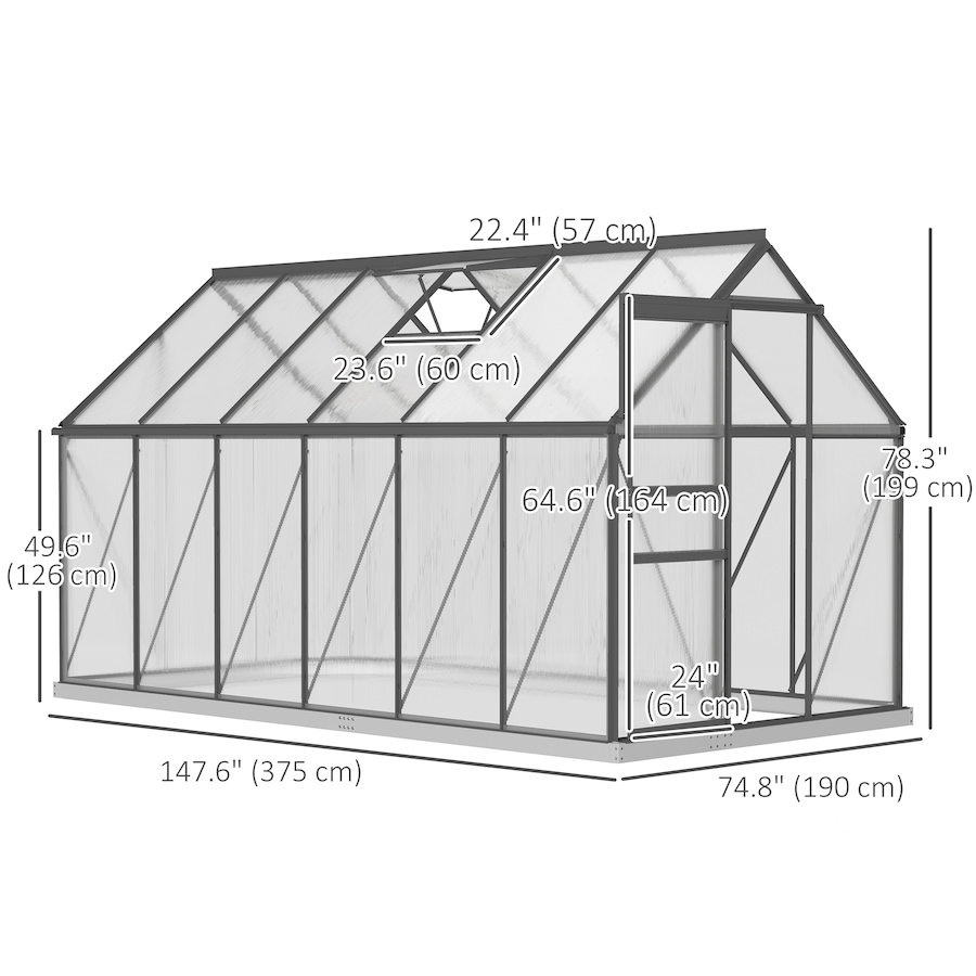 Image 906499_ALTMORE2.jpg, Product 906-499 / Price $569.99, Outsunny 6' x 12' x 6.5' Polycarbonate Greenhouse Walk-in Green House from Outsunny on TSC.ca's Home & Garden department
