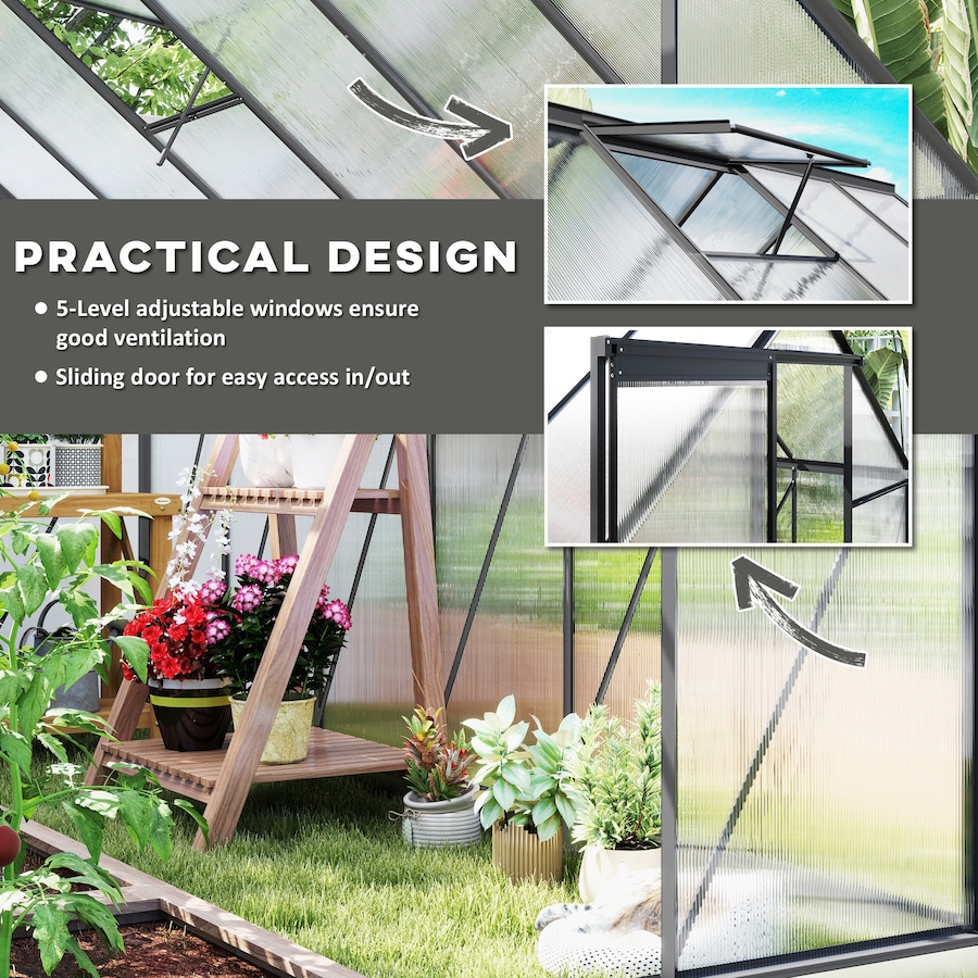 Image 906499_ALTMORE4.jpg, Product 906-499 / Price $569.99, Outsunny 6' x 12' x 6.5' Polycarbonate Greenhouse Walk-in Green House from Outsunny on TSC.ca's Home & Garden department