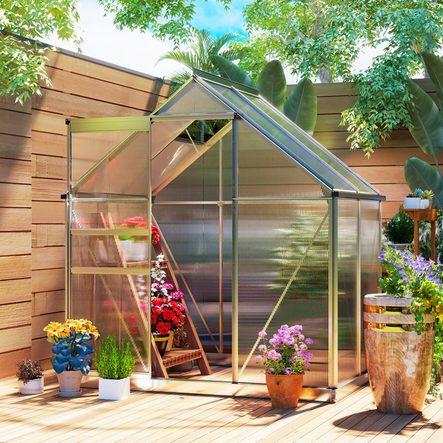 Image 906500_ALTMORE1.jpg, Product 906-500 / Price $276.99, Outsunny 6' x 4' x 6.6' Polycarbonate Greenhouse Walk-in Green House Clear from Outsunny on TSC.ca's Home & Garden department