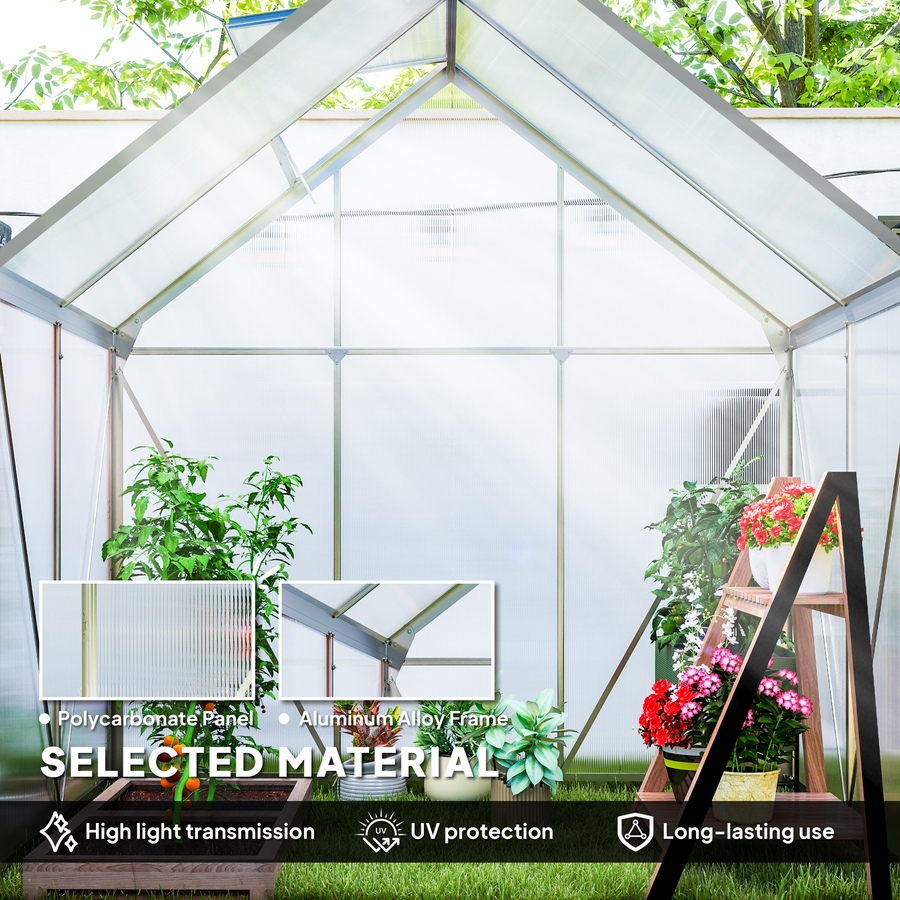 Image 906500_ALTMORE3.jpg, Product 906-500 / Price $276.99, Outsunny 6' x 4' x 6.6' Polycarbonate Greenhouse Walk-in Green House Clear from Outsunny on TSC.ca's Home & Garden department