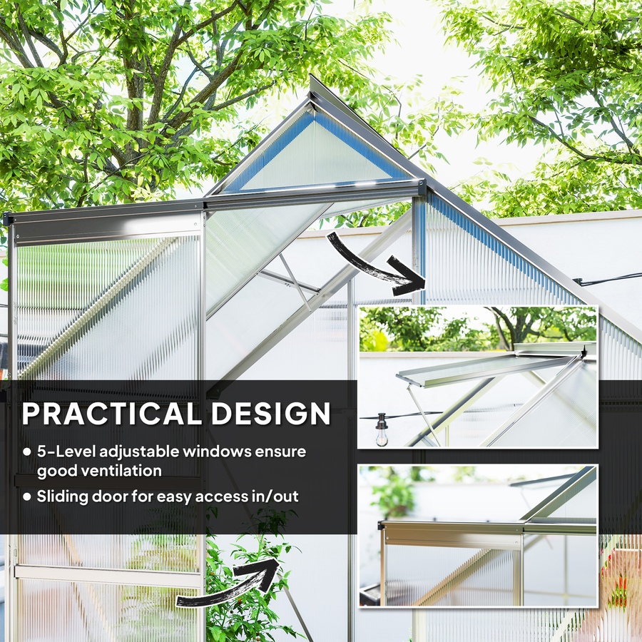 Image 906500_ALTMORE4.jpg, Product 906-500 / Price $276.99, Outsunny 6' x 4' x 6.6' Polycarbonate Greenhouse Walk-in Green House Clear from Outsunny on TSC.ca's Home & Garden department