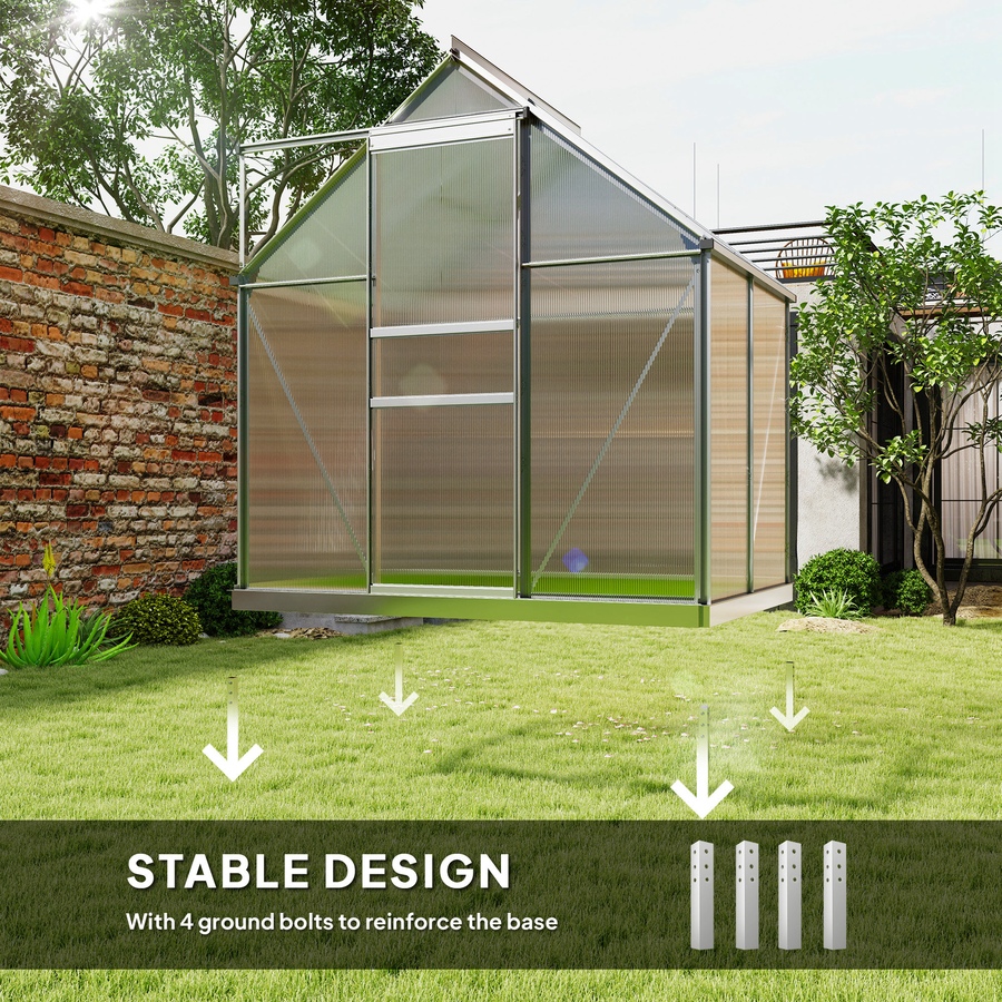 Image 906500_ALTMORE5.jpg, Product 906-500 / Price $276.99, Outsunny 6' x 4' x 6.6' Polycarbonate Greenhouse Walk-in Green House Clear from Outsunny on TSC.ca's Home & Garden department