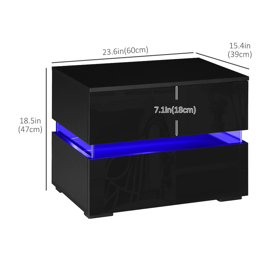 Image 906990_ALTMORE10.jpg, Product 906-990 / Price $109.99, HOMCOM LED Nightstand Bedside Table with High Gloss Drawers LED Light from HOMCOM on TSC.ca's Home & Garden department