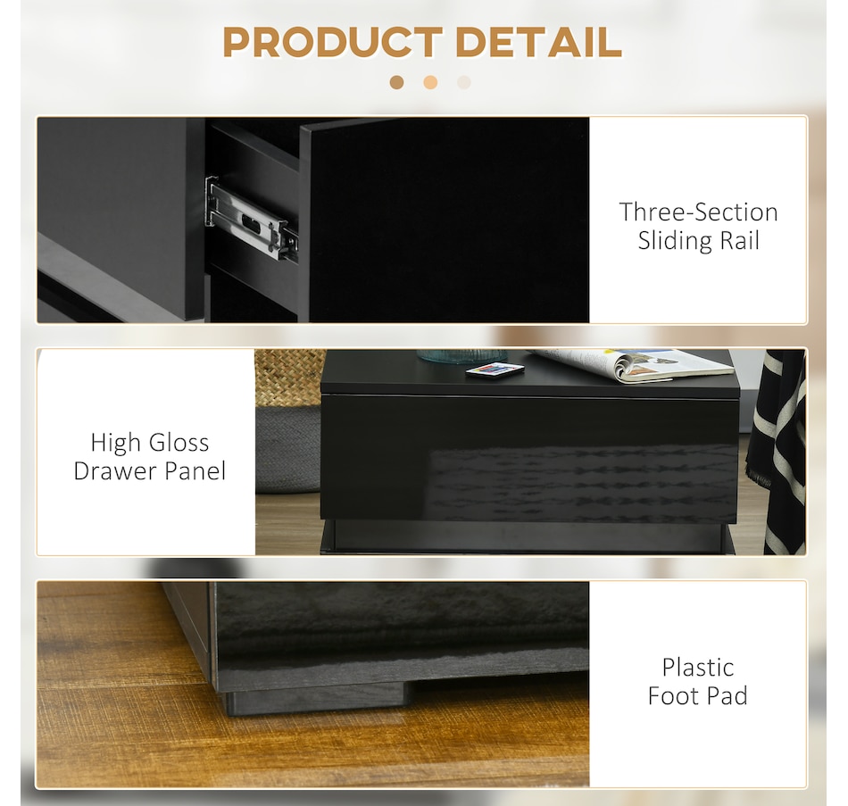 Image 906990_ALTMORE13.jpg, Product 906-990 / Price $109.99, HOMCOM LED Nightstand Bedside Table with High Gloss Drawers LED Light from HOMCOM on TSC.ca's Home & Garden department