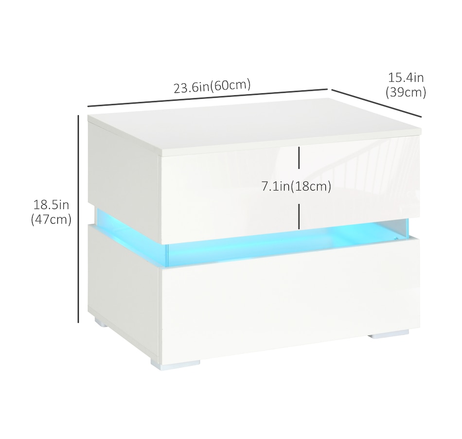 Image 906990_ALTMORE2.jpg, Product 906-990 / Price $109.99, HOMCOM LED Nightstand Bedside Table with High Gloss Drawers LED Light from HOMCOM on TSC.ca's Home & Garden department