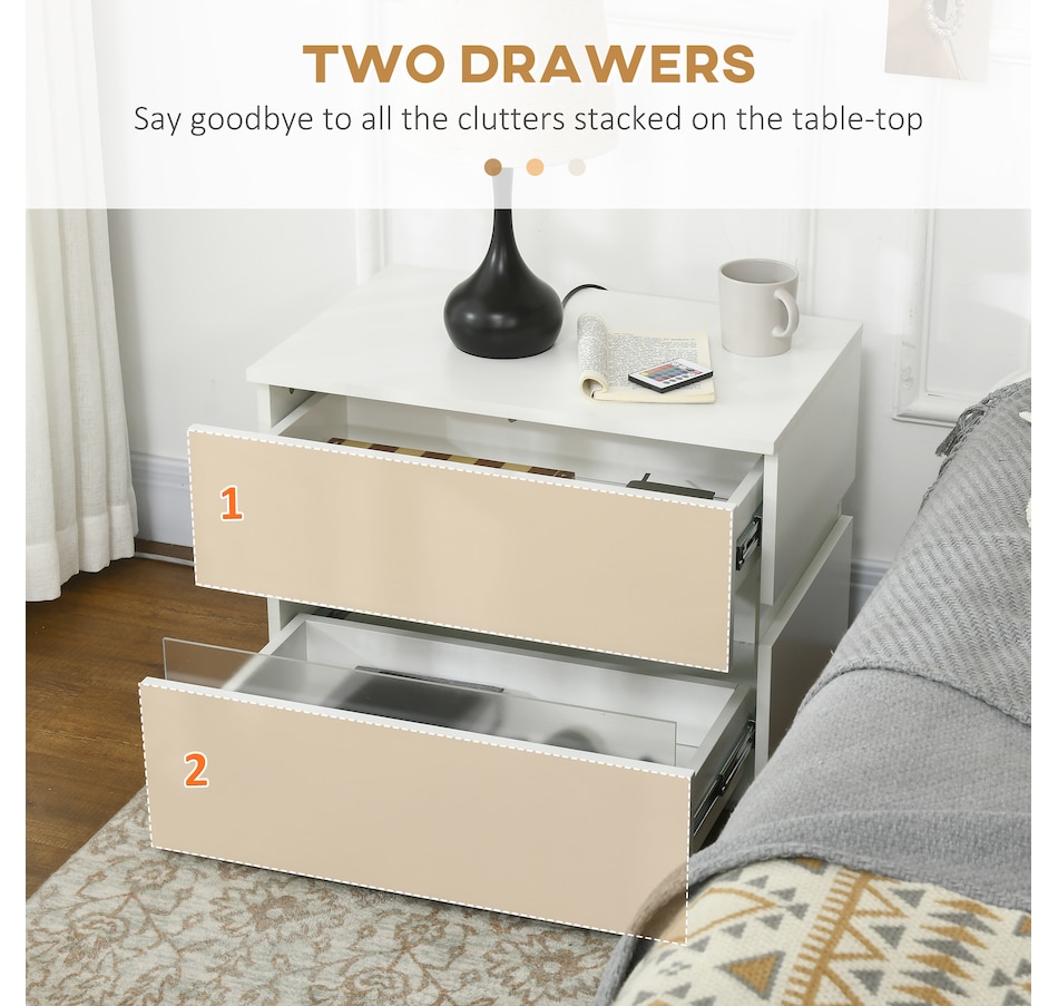 Image 906990_ALTMORE4.jpg, Product 906-990 / Price $109.99, HOMCOM LED Nightstand Bedside Table with High Gloss Drawers LED Light from HOMCOM on TSC.ca's Home & Garden department