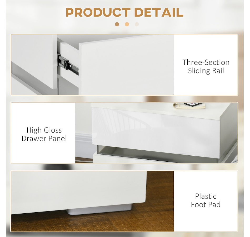 Image 906990_ALTMORE5.jpg, Product 906-990 / Price $109.99, HOMCOM LED Nightstand Bedside Table with High Gloss Drawers LED Light from HOMCOM on TSC.ca's Home & Garden department