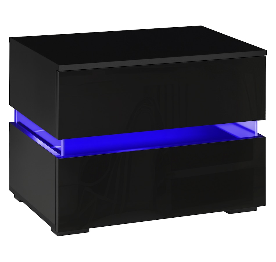 Image 906990_ST02.jpg, Product 906-990 / Price $109.99, HOMCOM LED Nightstand Bedside Table with High Gloss Drawers LED Light from HOMCOM on TSC.ca's Home & Garden department