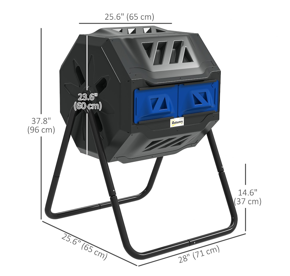 Image 907025_ALTMORE2.jpg, Product 907-025 / Price $104.99, Outsunny Outdoor Dual Chamber 360° Rotating Composter 43 Gallon Blue from Outsunny on TSC.ca's Home & Garden department