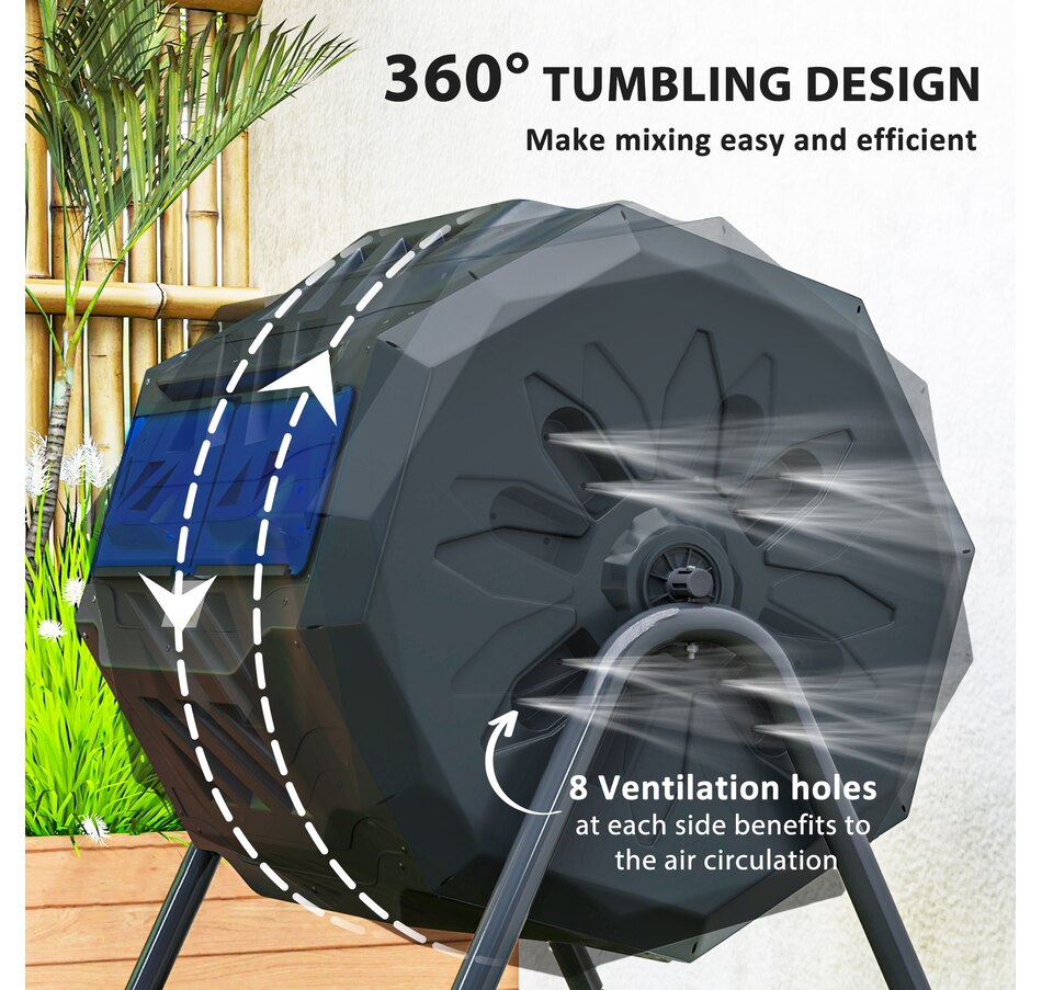 Image 907025_ALTMORE4.jpg, Product 907-025 / Price $104.99, Outsunny Outdoor Dual Chamber 360° Rotating Composter 43 Gallon Blue from Outsunny on TSC.ca's Home & Garden department