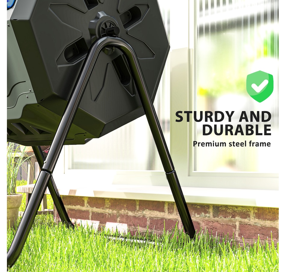 Image 907025_ALTMORE6.jpg, Product 907-025 / Price $104.99, Outsunny Outdoor Dual Chamber 360° Rotating Composter 43 Gallon Blue from Outsunny on TSC.ca's Home & Garden department