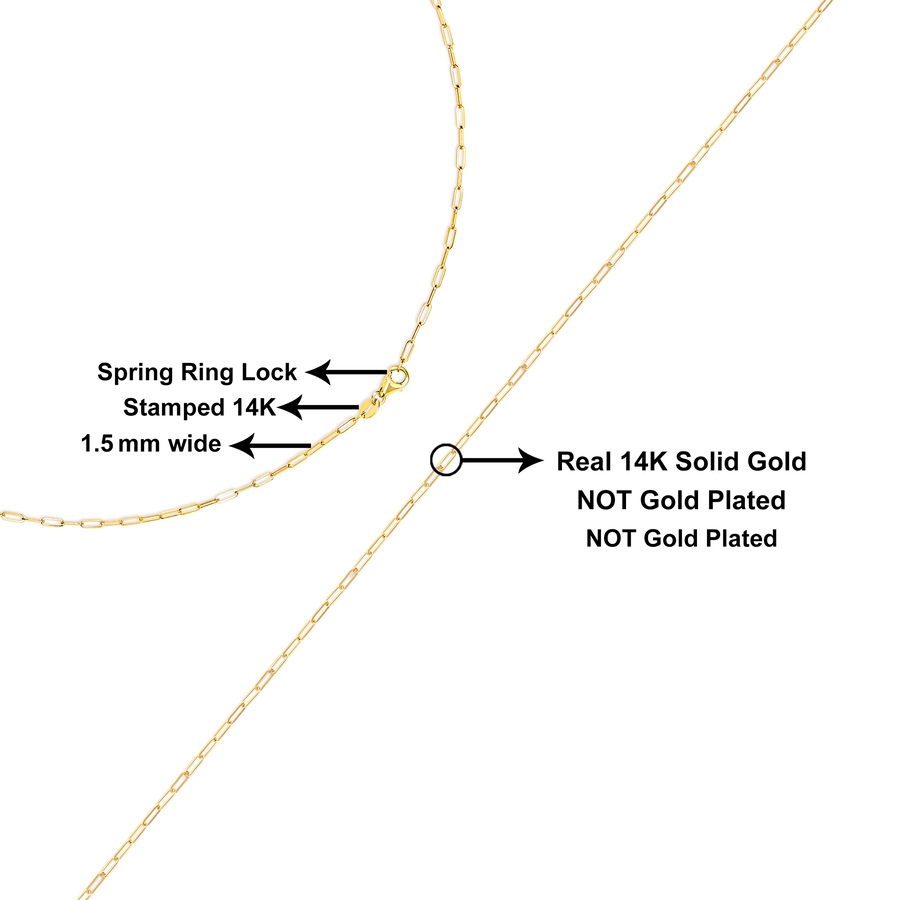 Image 907038_ALTMORE3.jpg, Product 907-038 / Price $1,875.00, Unisex Solid 14K Yellow Gold 1.5mm Paperclip Chain Necklace from Haus of Brilliance on TSC.ca's Jewellery department