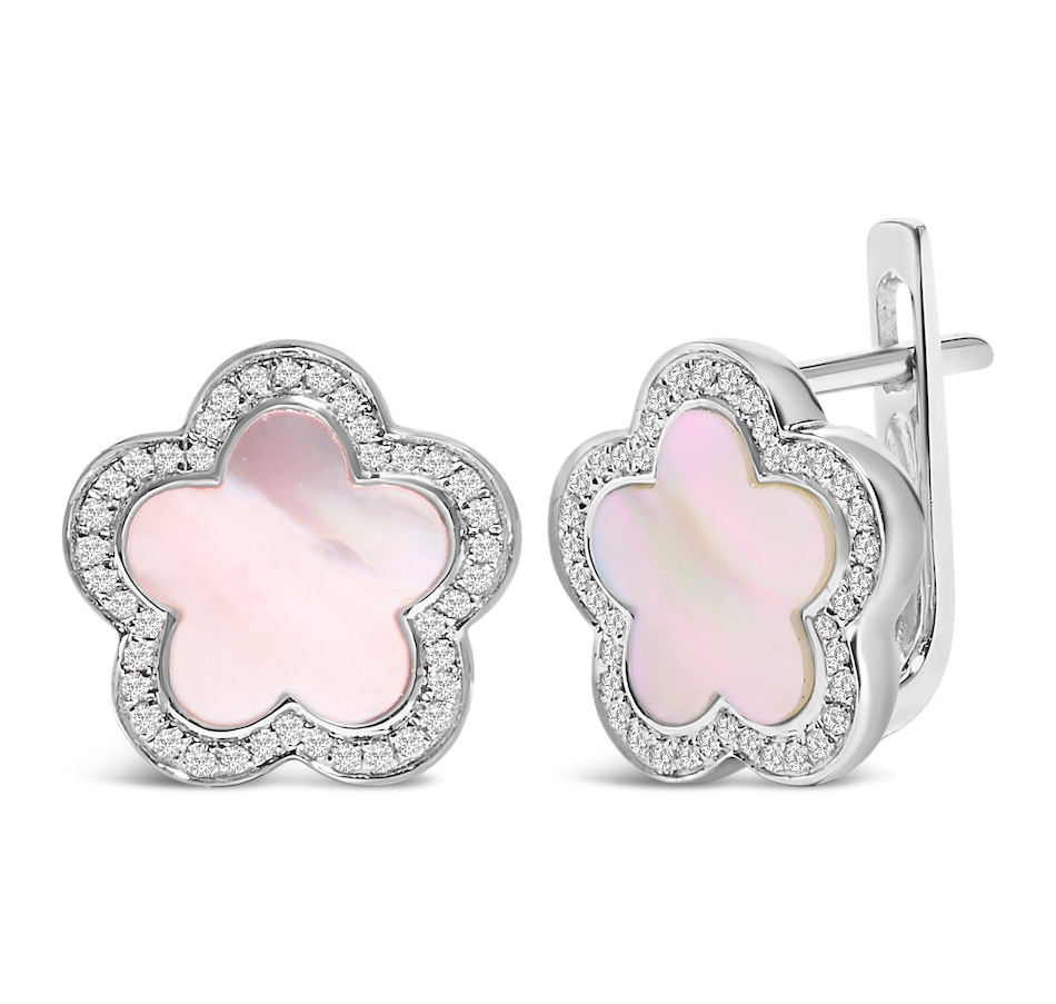 Image 907064_ALTMORE1.jpg, Product 907-064 / Price $9,521.00, 14K White Gold Mother of Pearl and 1/5 Cttw Diamond Halo Star Stud Earrings from Haus of Brilliance on TSC.ca's Jewellery department