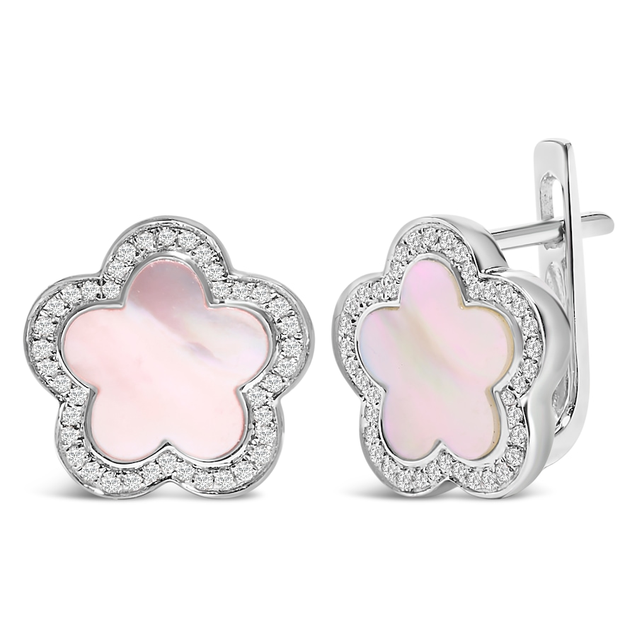 Image 907064_ALTMORE1.jpg, Product 907-064 / Price $9,521.00, 14K White Gold Mother of Pearl and 1/5 Cttw Diamond Halo Star Stud Earrings from Haus of Brilliance on TSC.ca's Jewellery department