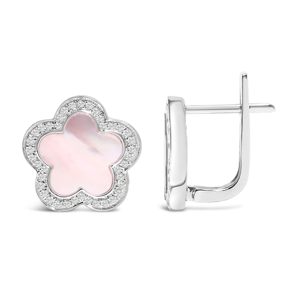 Image 907064_ALTMORE2.jpg, Product 907-064 / Price $9,521.00, 14K White Gold Mother of Pearl and 1/5 Cttw Diamond Halo Star Stud Earrings from Haus of Brilliance on TSC.ca's Jewellery department
