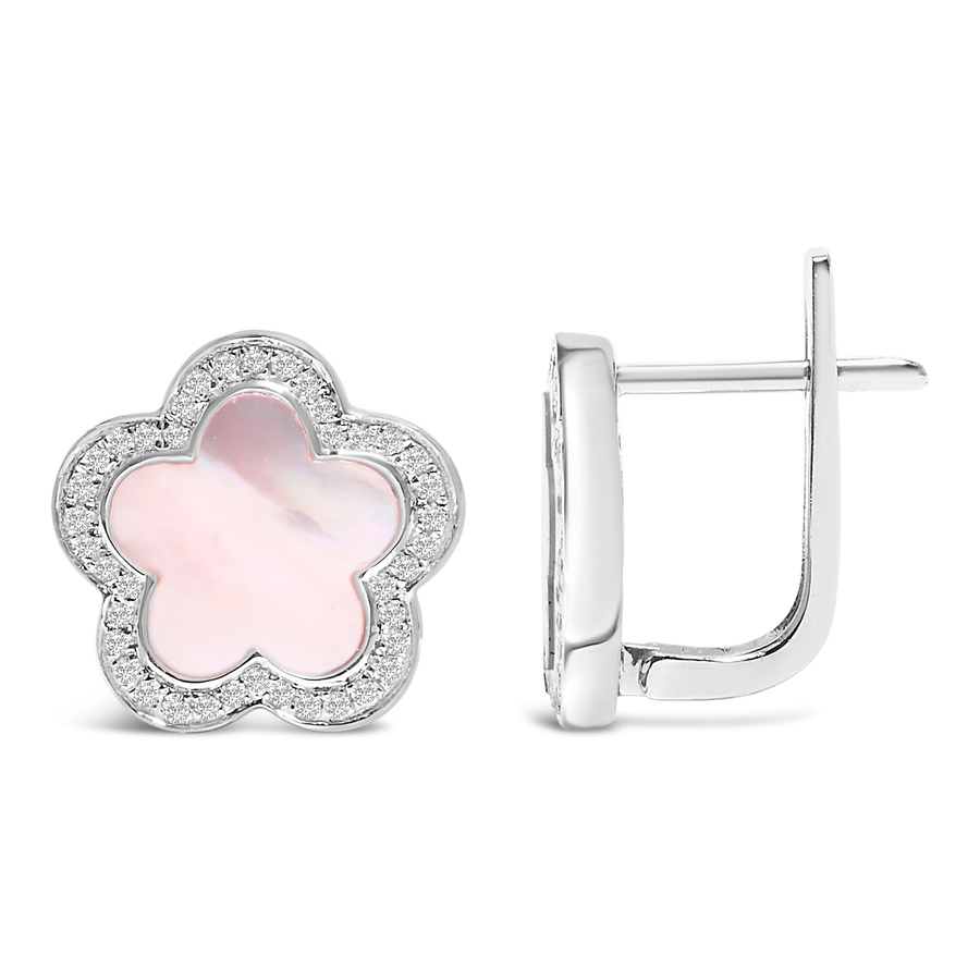 Image 907064_ALTMORE2.jpg, Product 907-064 / Price $9,521.00, 14K White Gold Mother of Pearl and 1/5 Cttw Diamond Halo Star Stud Earrings from Haus of Brilliance on TSC.ca's Jewellery department