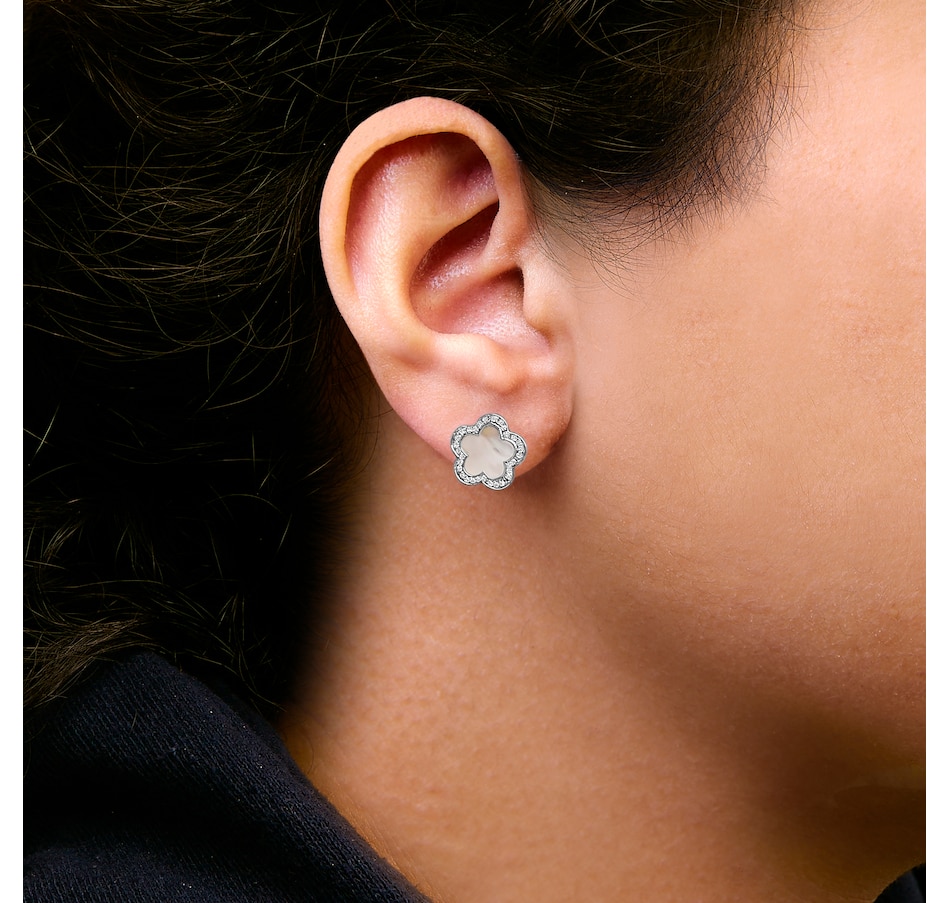 Image 907064_ALTMORE3.jpg, Product 907-064 / Price $9,521.00, 14K White Gold Mother of Pearl and 1/5 Cttw Diamond Halo Star Stud Earrings from Haus of Brilliance on TSC.ca's Jewellery department