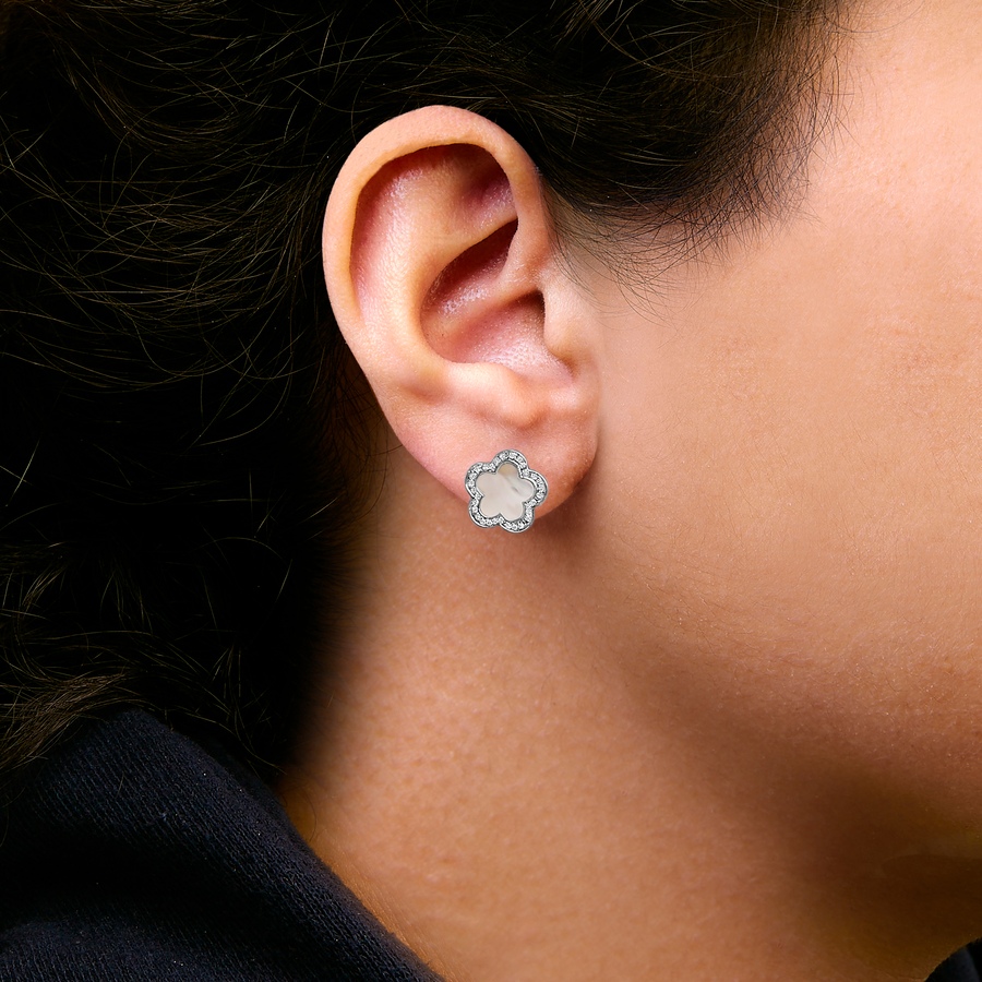 Image 907064_ALTMORE3.jpg, Product 907-064 / Price $9,521.00, 14K White Gold Mother of Pearl and 1/5 Cttw Diamond Halo Star Stud Earrings from Haus of Brilliance on TSC.ca's Jewellery department