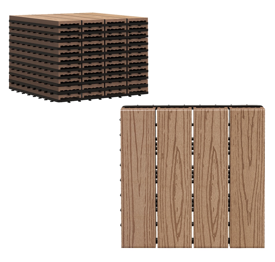 Image 907098.jpg, Product 907-098 / Price $74.99, Outsunny 11 Pack 12" x 12" WPC Interlocking Deck Tiles Waterproof from Outsunny on TSC.ca's department