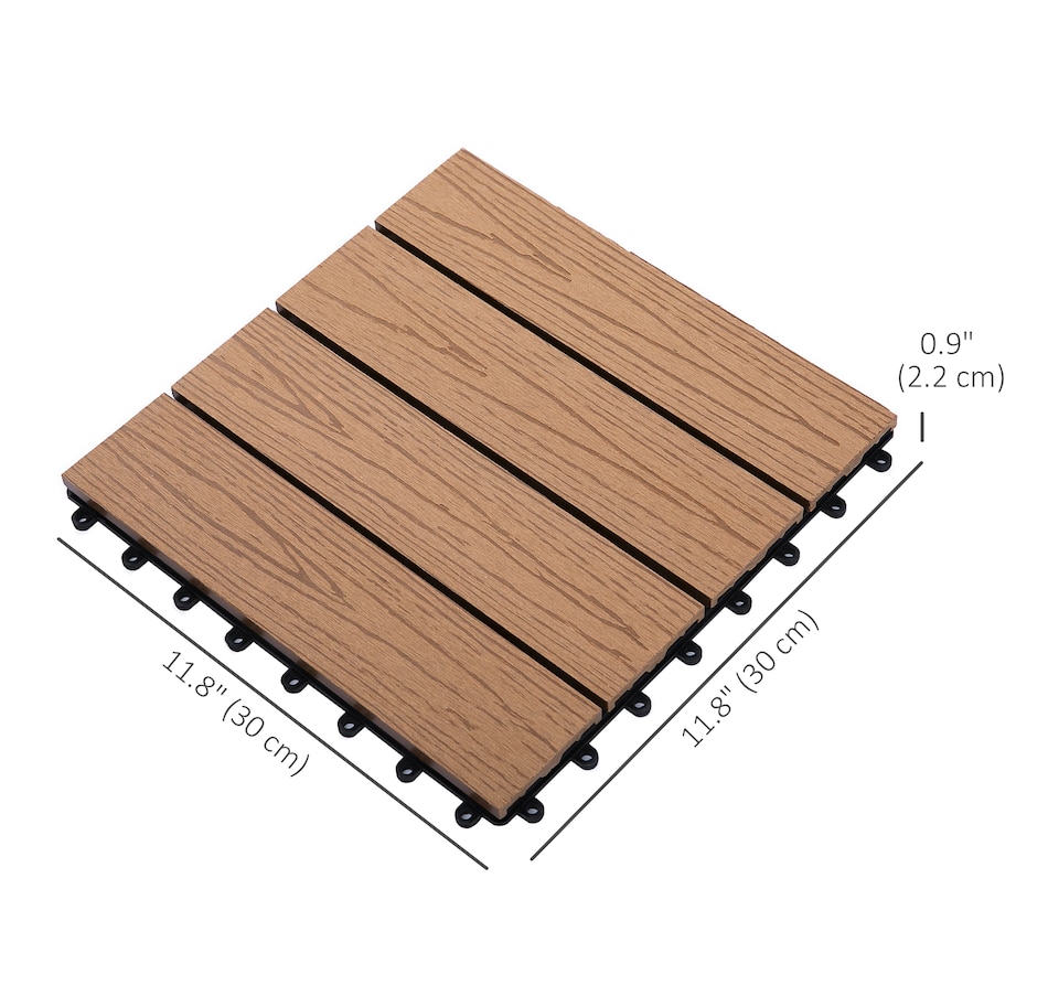 Image 907098_ALTMORE2.jpg, Product 907-098 / Price $74.99, Outsunny 11 Pack 12" x 12" WPC Interlocking Deck Tiles Waterproof from Outsunny on TSC.ca's department