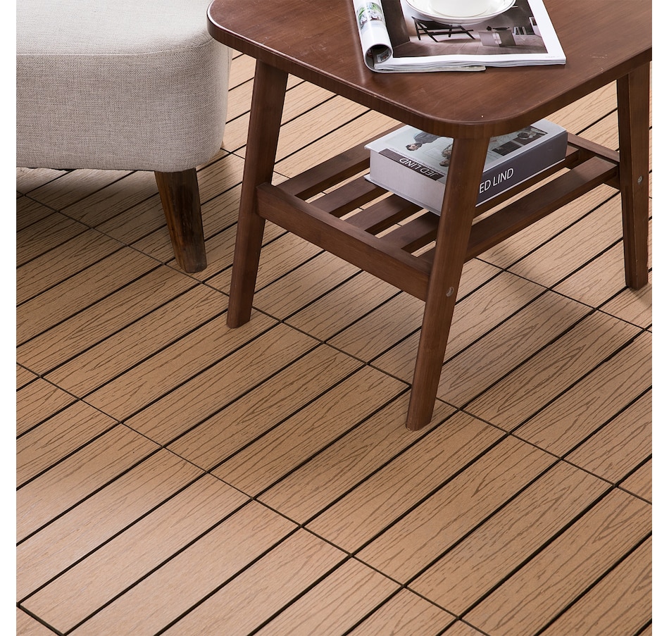 Image 907098_ALTMORE6.jpg, Product 907-098 / Price $74.99, Outsunny 11 Pack 12" x 12" WPC Interlocking Deck Tiles Waterproof from Outsunny on TSC.ca's department