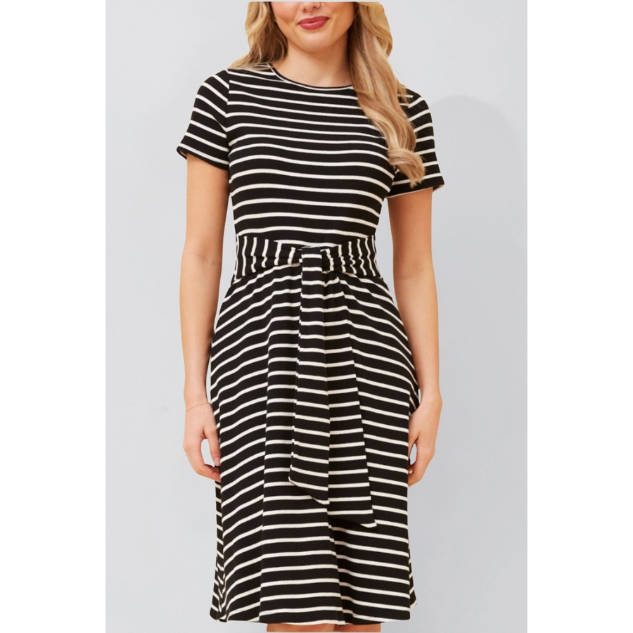 Image 907591.jpg, Product 907-591 / Price $99.94, Jodie Striped Short Knit Dress Waist Tie Stretch from ANNICK on TSC.ca's Fashion department