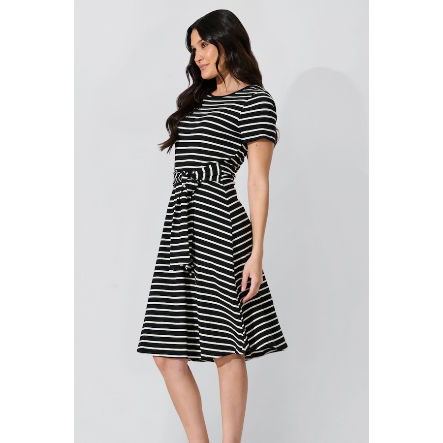 Image 907591_ALTMORE1.jpg, Product 907-591 / Price $99.94, Jodie Striped Short Knit Dress Waist Tie Stretch from ANNICK on TSC.ca's Fashion department