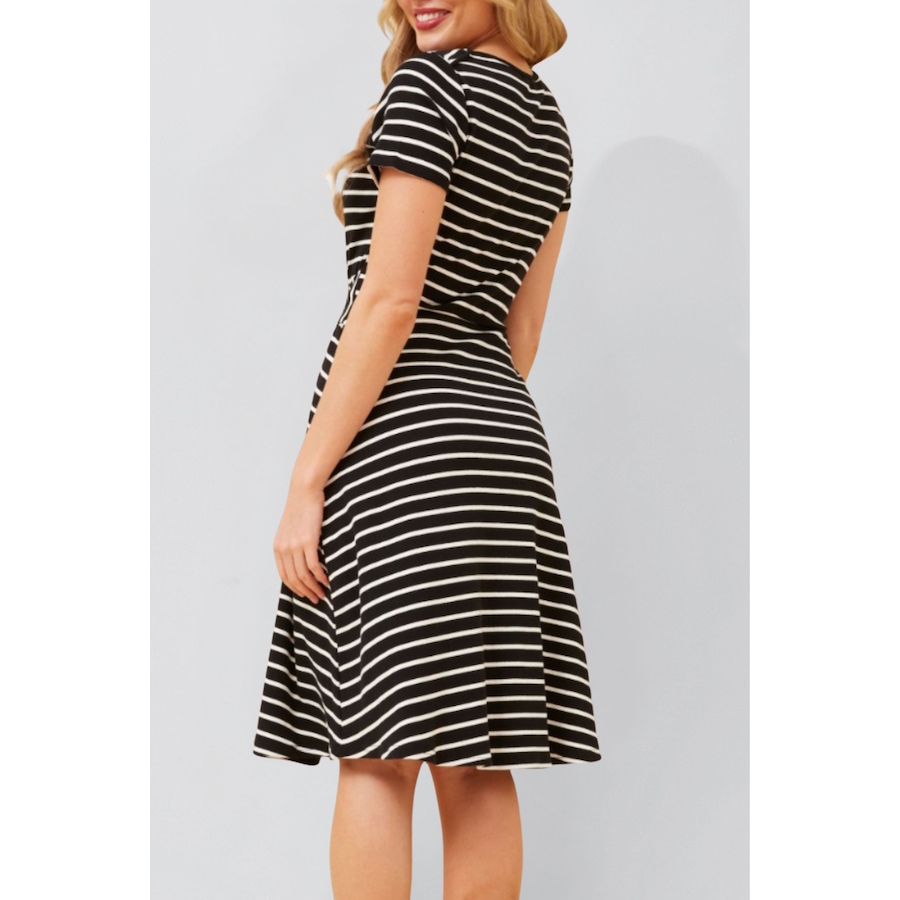 Image 907591_ALTMORE4.jpg, Product 907-591 / Price $99.94, Jodie Striped Short Knit Dress Waist Tie Stretch from ANNICK on TSC.ca's Fashion department