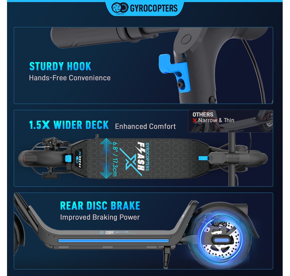 Image 907671_ALTMORE12.jpg, Product 907-671 / Price $399.99, Gyrocopters FlashX Electric Scooter | Powerful Rear Wheel Drive with 32 km/h Speed | 32 km Range from Gyrocopters on TSC.ca's Health & Fitness department