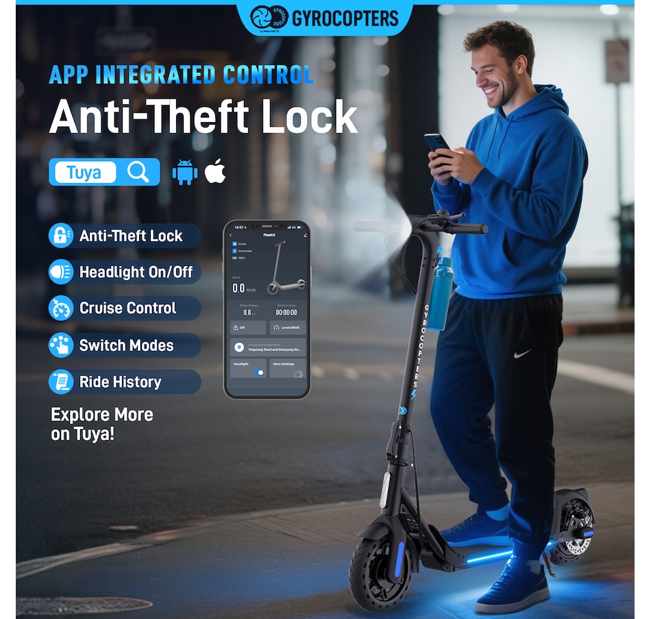 Image 907671_ALTMORE13.jpg, Product 907-671 / Price $399.99, Gyrocopters FlashX Electric Scooter | Powerful Rear Wheel Drive with 32 km/h Speed | 32 km Range from Gyrocopters on TSC.ca's Health & Fitness department