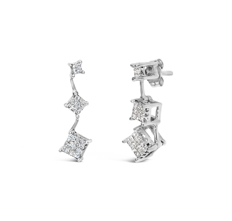 Image 908843_ALTMORE1.jpg, Product 908-843 / Price $4,786.00, 14K White Gold 1 cttw Princess Cut Diamond Earrings (G-H, VS1-VS2) from Haus of Brilliance on TSC.ca's Jewellery department