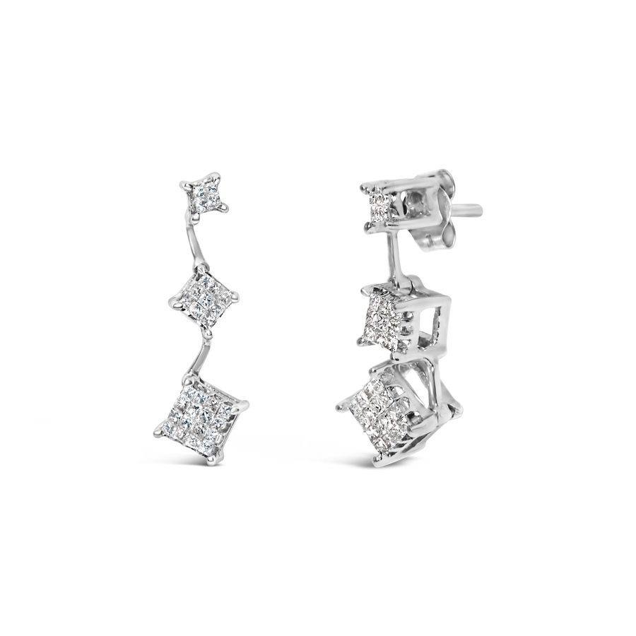 Image 908843_ALTMORE1.jpg, Product 908-843 / Price $6,222.00, 14K White Gold 1 cttw Princess Cut Diamond Earrings (G-H, VS1-VS2) from Haus of Brilliance on TSC.ca's Jewellery department