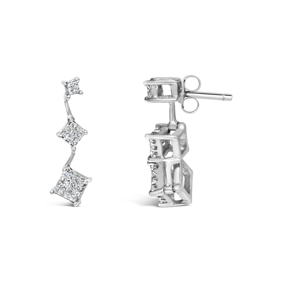 Image 908843_ALTMORE2.jpg, Product 908-843 / Price $6,222.00, 14K White Gold 1 cttw Princess Cut Diamond Earrings (G-H, VS1-VS2) from Haus of Brilliance on TSC.ca's Jewellery department