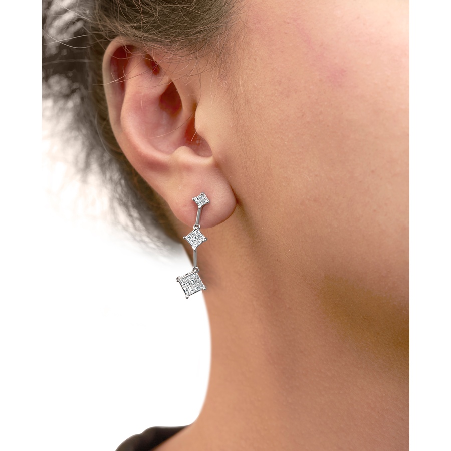 Image 908843_ALTMORE3.jpg, Product 908-843 / Price $6,222.00, 14K White Gold 1 cttw Princess Cut Diamond Earrings (G-H, VS1-VS2) from Haus of Brilliance on TSC.ca's Jewellery department