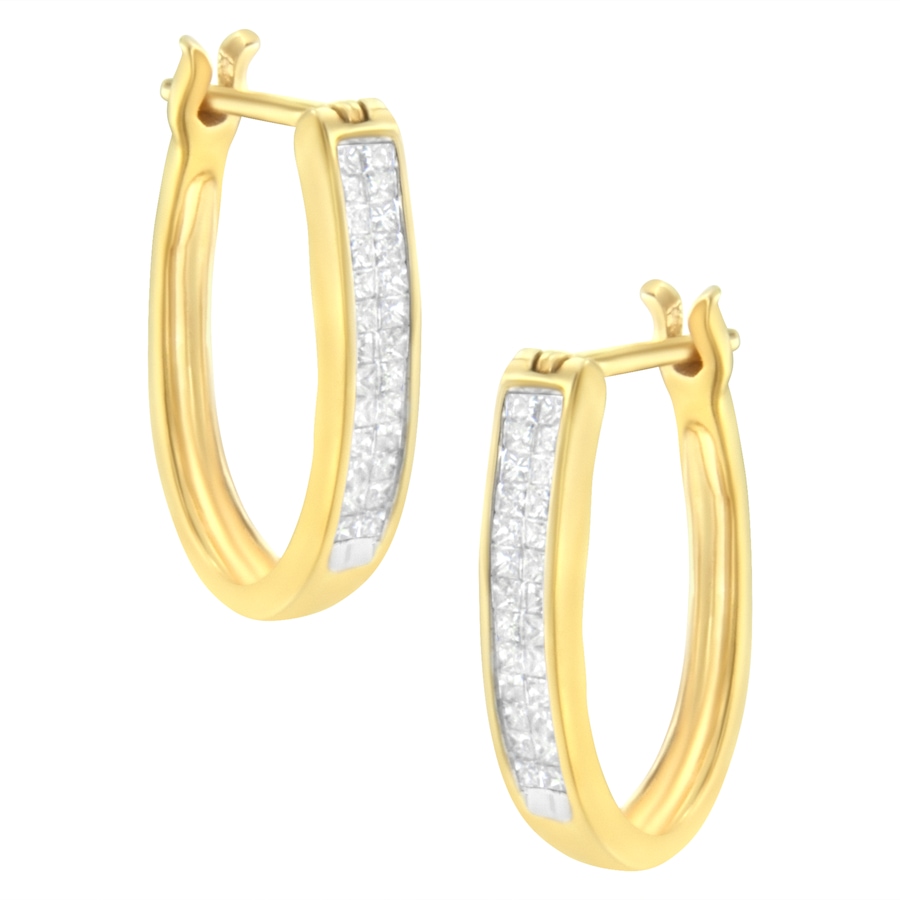 Image 908851.jpg, Product 908-851 / Price $3,546.00, 10K Yellow Gold 1/2 Cttw Invisible Set Princess-cut Diamond Hoop Earrings (H-I Color, SI2-I1 Clarity) from Haus of Brilliance on TSC.ca's Jewellery department