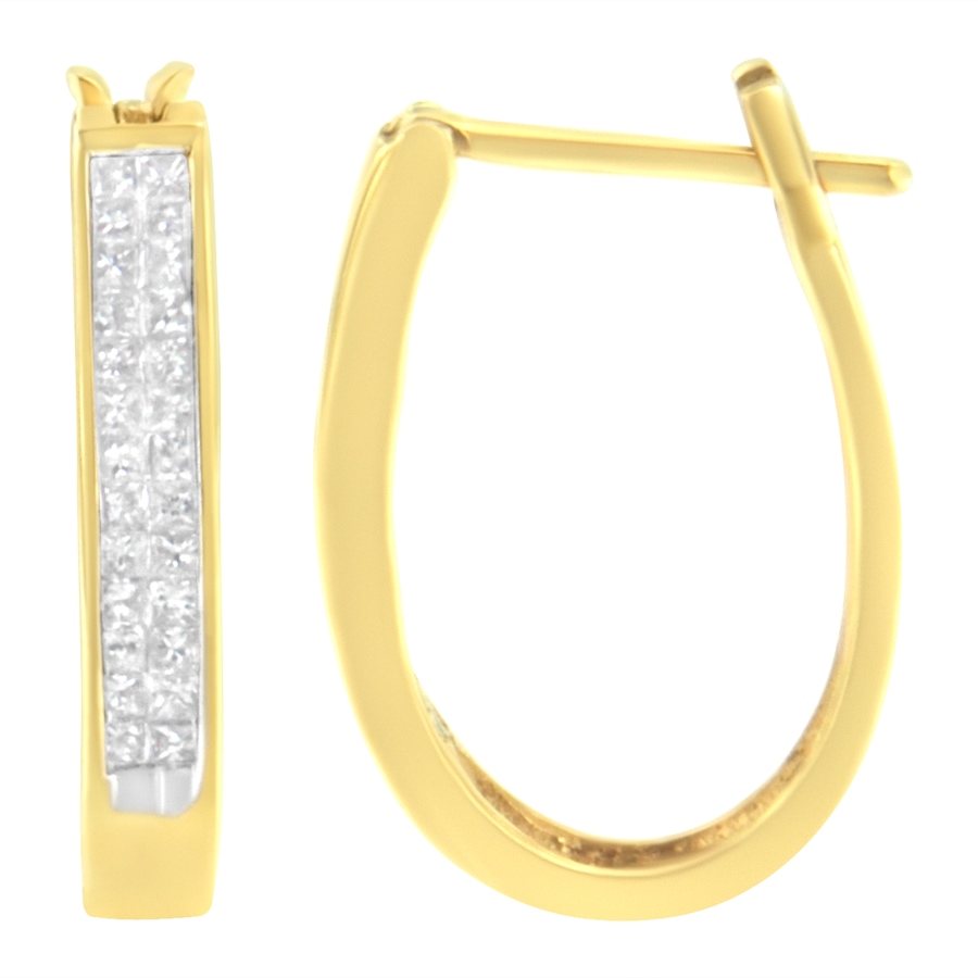Image 908851_ALTMORE1.jpg, Product 908-851 / Price $3,546.00, 10K Yellow Gold 1/2 Cttw Invisible Set Princess-cut Diamond Hoop Earrings (H-I Color, SI2-I1 Clarity) from Haus of Brilliance on TSC.ca's Jewellery department
