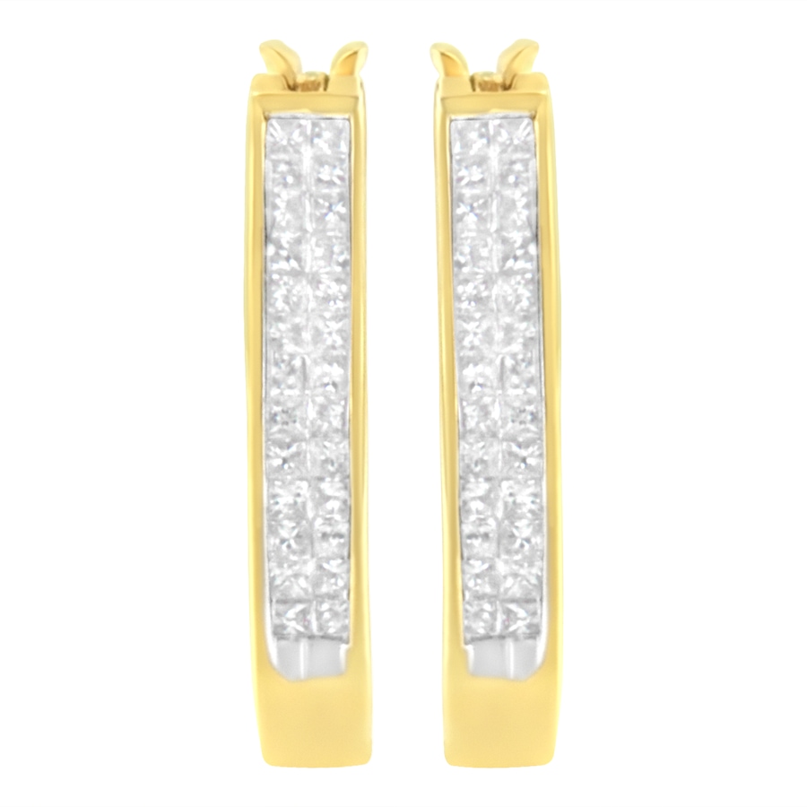 Image 908851_ALTMORE2.jpg, Product 908-851 / Price $3,546.00, 10K Yellow Gold 1/2 Cttw Invisible Set Princess-cut Diamond Hoop Earrings (H-I Color, SI2-I1 Clarity) from Haus of Brilliance on TSC.ca's Jewellery department