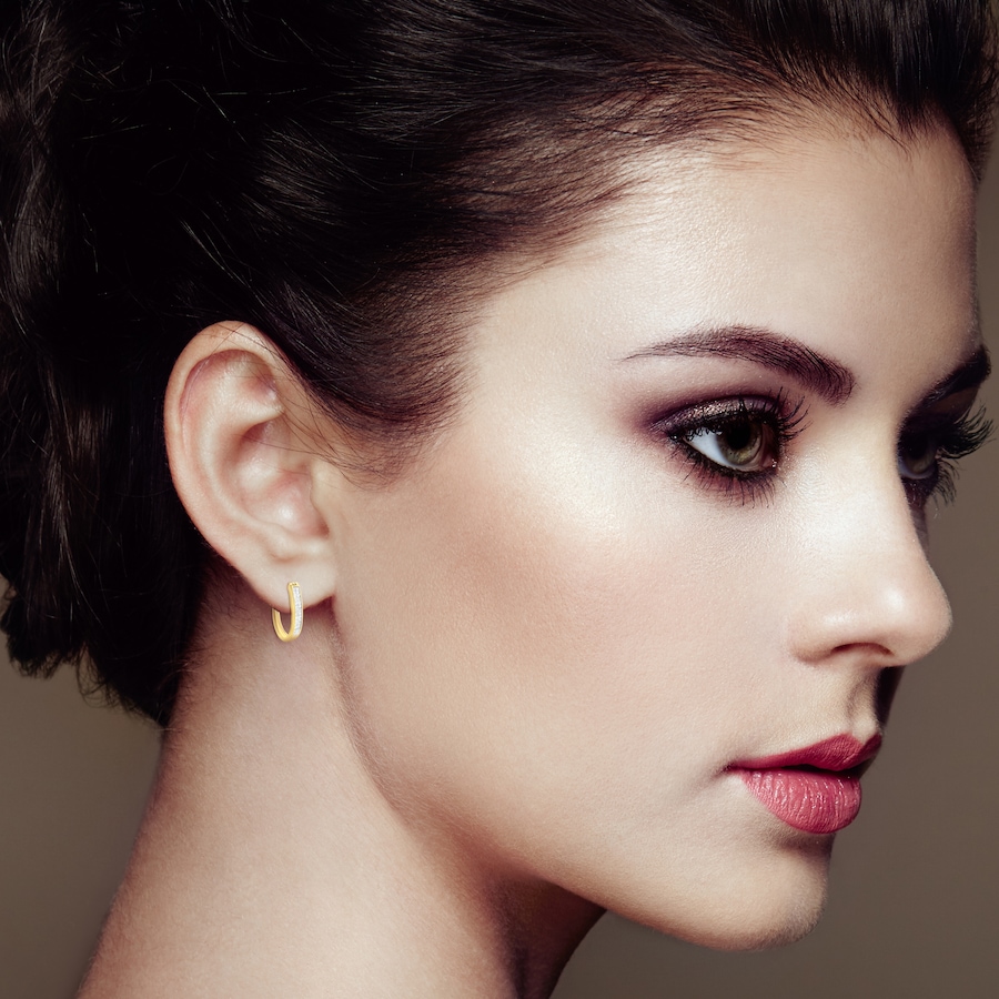 Image 908851_ALTMORE3.jpg, Product 908-851 / Price $3,546.00, 10K Yellow Gold 1/2 Cttw Invisible Set Princess-cut Diamond Hoop Earrings (H-I Color, SI2-I1 Clarity) from Haus of Brilliance on TSC.ca's Jewellery department