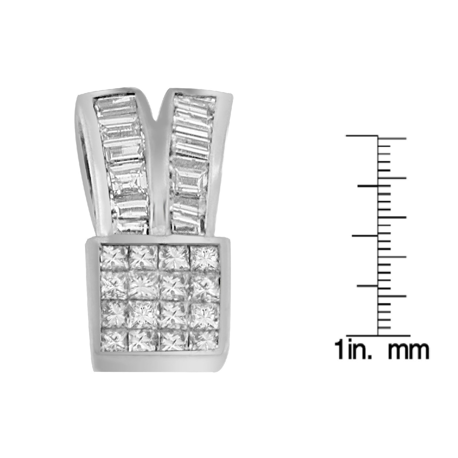 Image 908884_ALTMORE4.jpg, Product 908-884 / Price $14,751.00, 14K White Gold 1 5/8 cttw Princess and Baguette Cut Diamond Heart Ribbon Pendant Necklace (G-H, VS1-VS2) from Haus of Brilliance on TSC.ca's Jewellery department